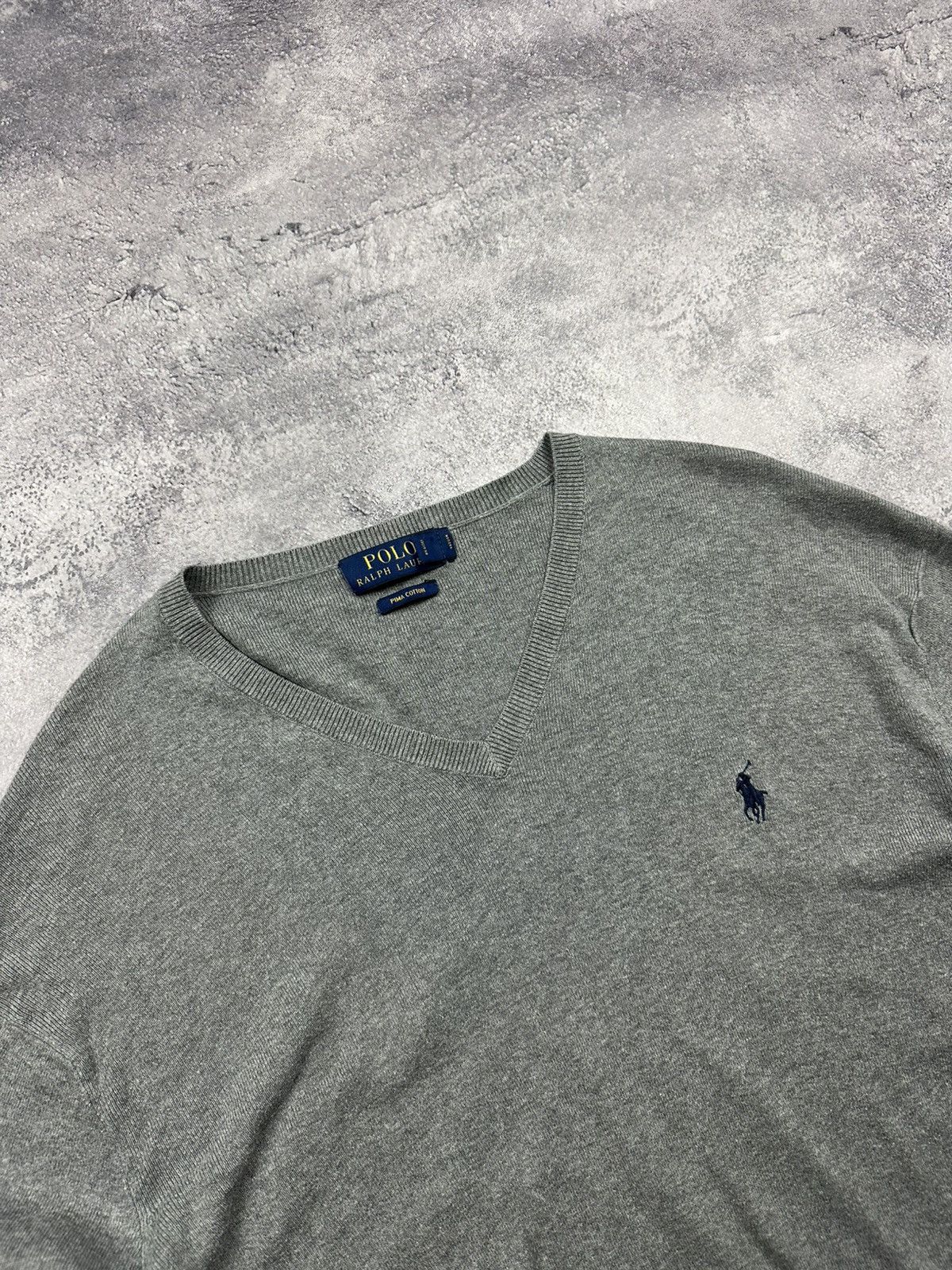 Polo Ralph Lauren Vintage Polo Ralph Lauren Grey V-Neck Sweater Jumper Pony Size US L / EU 52-54 / 3 - 4 Thumbnail
