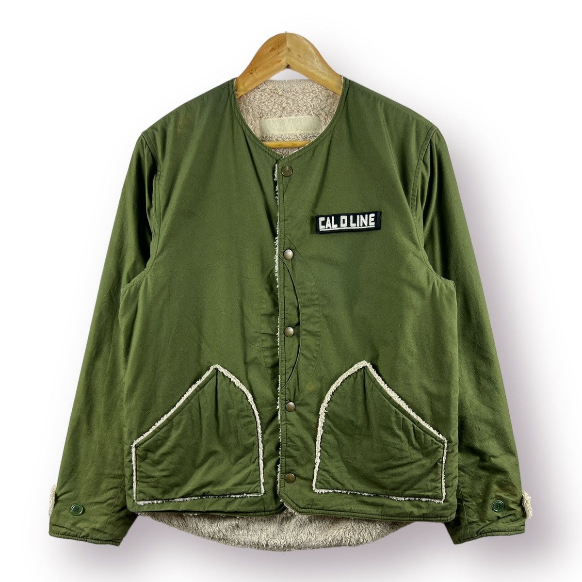 image of Cal O Line Cal-O-Line Reversible Sherpa Light Jacket in Olive, Men's (Size Medium)