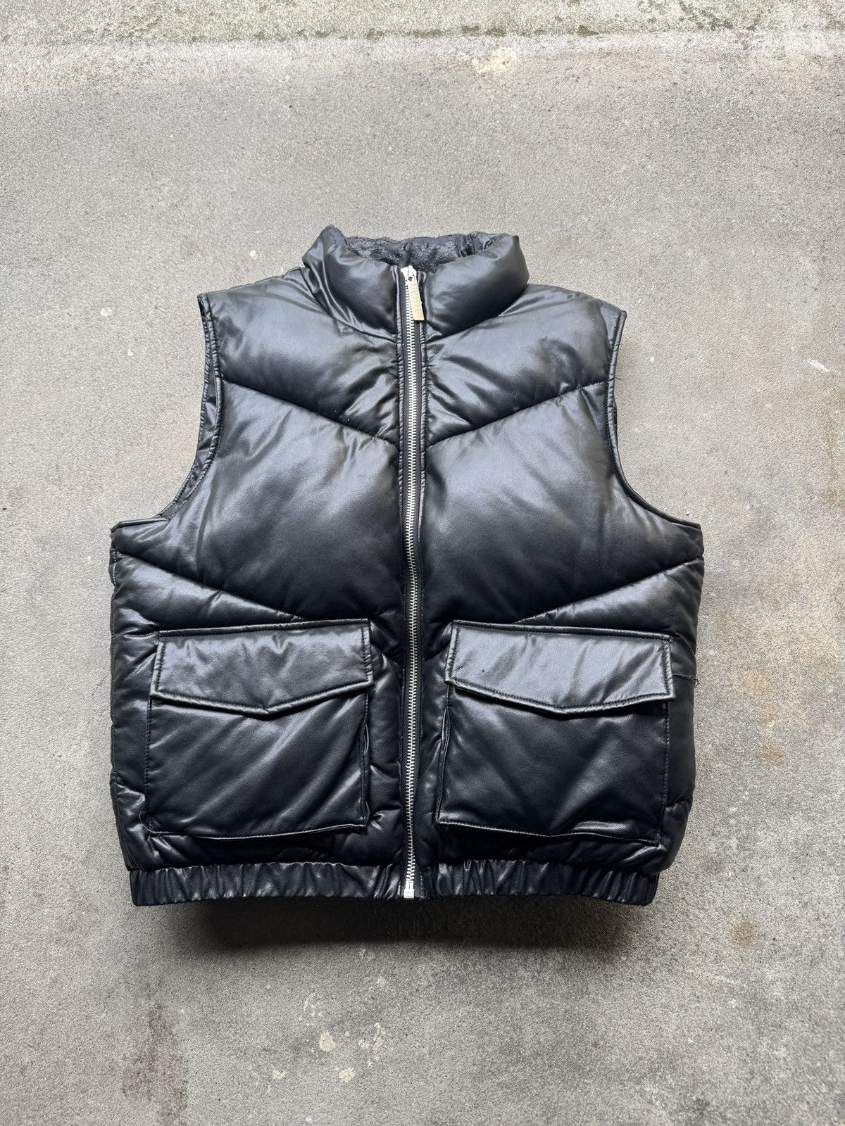 Peso Black PESO Faux Leather Puffer Vest Cropped Utility Size US M / EU 48-50 / 2 - 1 Thumbnail