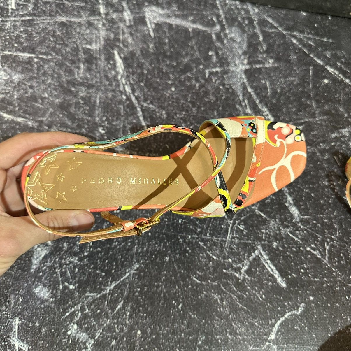 Japanese Brand Pedro Miralles Multi Floral Leather Heels Size 38 LV Style Size US 8 / IT 38 - 10 Thumbnail