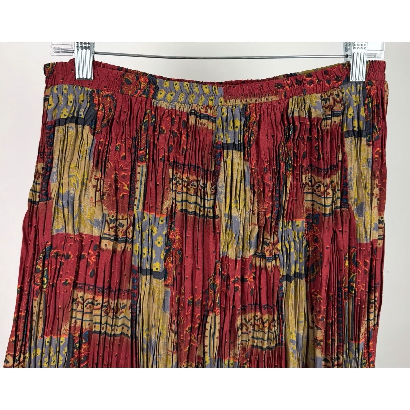 Coldwater Creek VINTAGE Coldwater Creek Skirt Womens Large Crinkle Pleated Rayon Maxi Skirt Western Red 90s Size 36" / US 14 / IT 50 - 3 Thumbnail