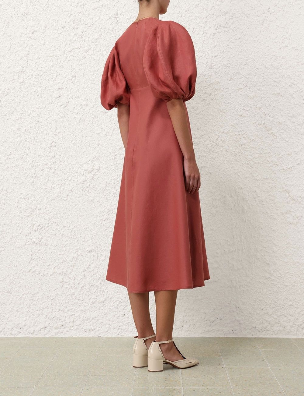 Zimmermann oc11z0825 Midi Day Dress in Lipstick Size S / US 4 / IT 40 - 4 Thumbnail