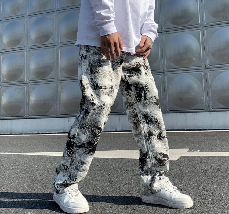 image of Printed Wide Legs Jeans, Men's (Size 35)