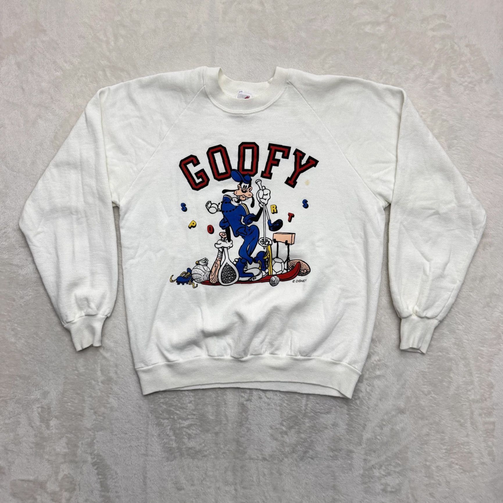 Jerzees VINTAGE Disney Goofy Sports Jerzees Sweatshirt Mens Large White Graphic Print Fleece USA Size US L / EU 52-54 / 3 - 2 Thumbnail