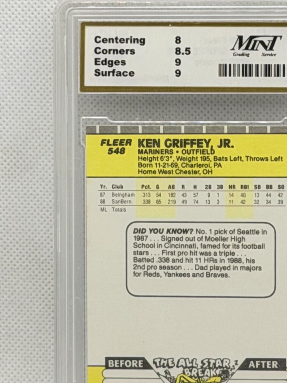 Golf le Fleur 1989 Fleer Ken Griffey Jr. #548 Rookie Baseball Card Graded Size ONE SIZE - 11 Thumbnail