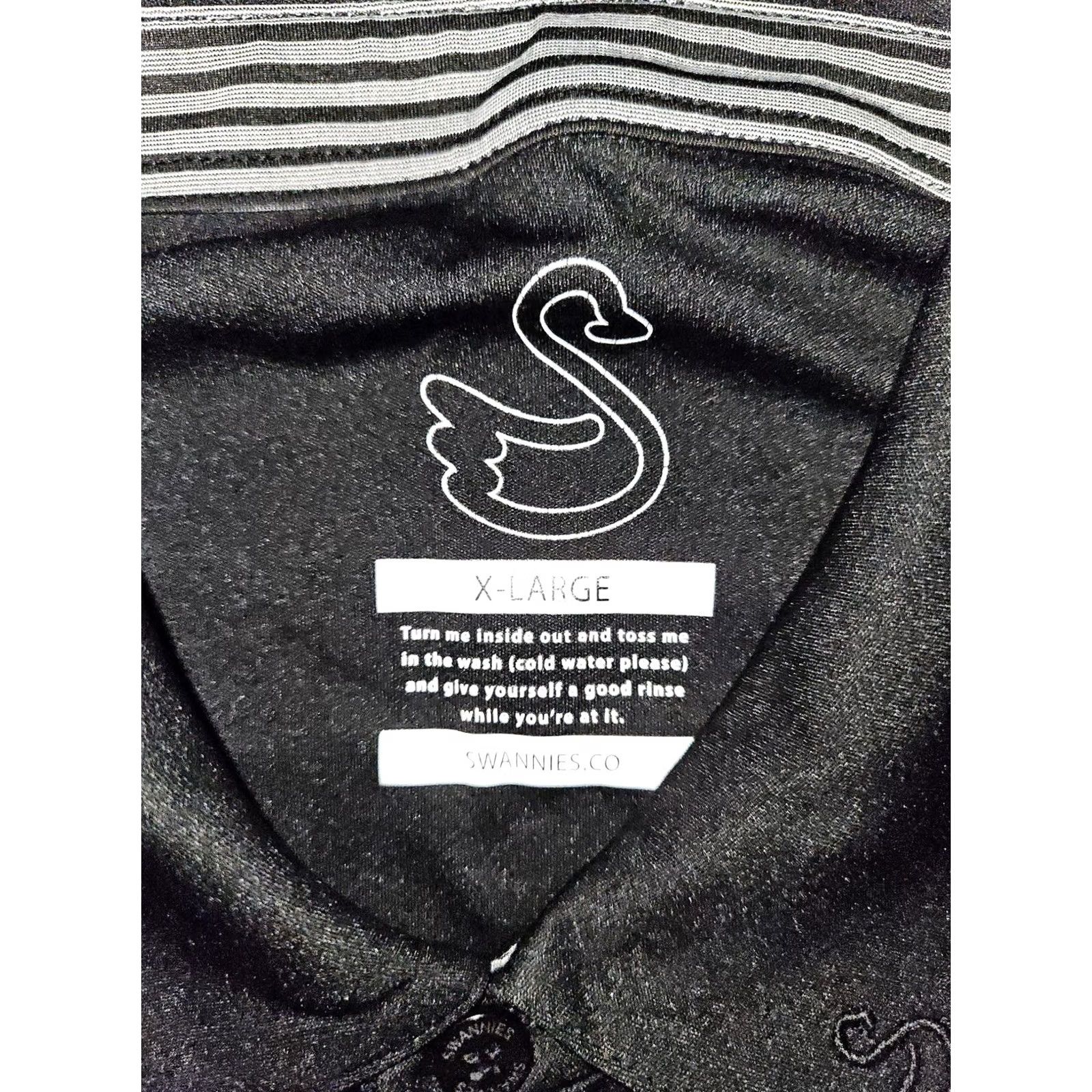 Vintage Swannies Polo Shirt Mens XL Black Gray Stripe Holiday Island Golf Performance Size US XL / EU 56 / 4 - 2 Thumbnail