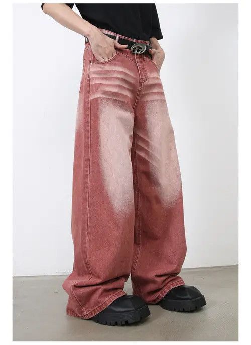 Japanese Brand × Jean American high street vintage washed red jeans Size US 32 / EU 48 - 4 Thumbnail