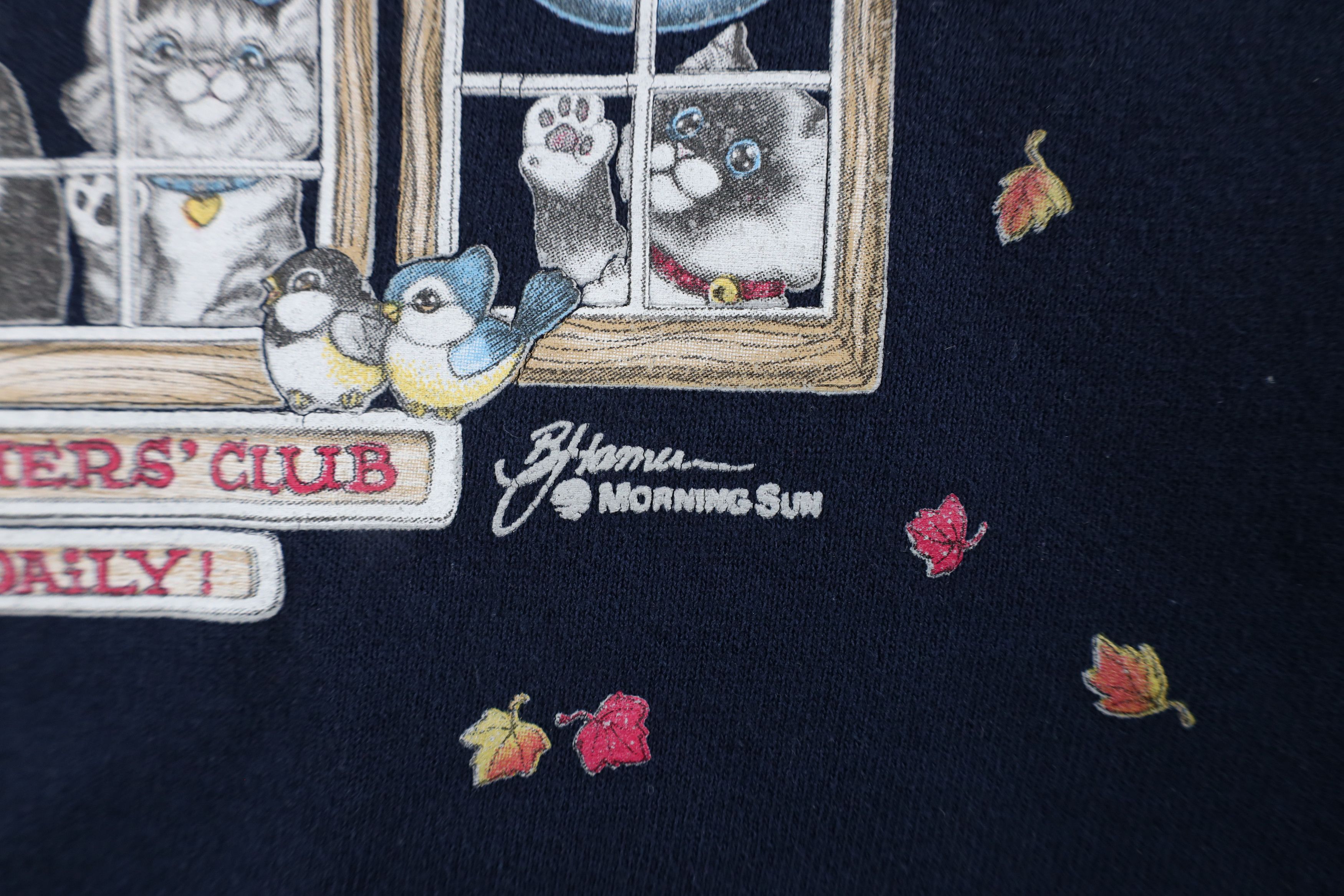 Vintage Vintage 90s Streetwear Cat Kitten Bird Sweatshirt Blue USA Size L / US 10 / IT 46 - 5 Thumbnail