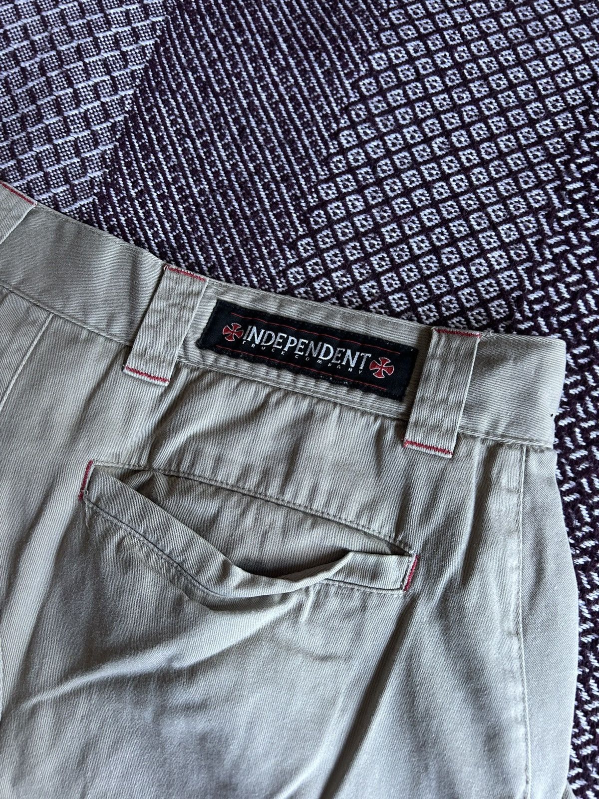 Independent Truck Co. Vintage Independent Beige Rap Shorts Streetwear Style Sz 34 Size US 34 / EU 50 - 3 Thumbnail