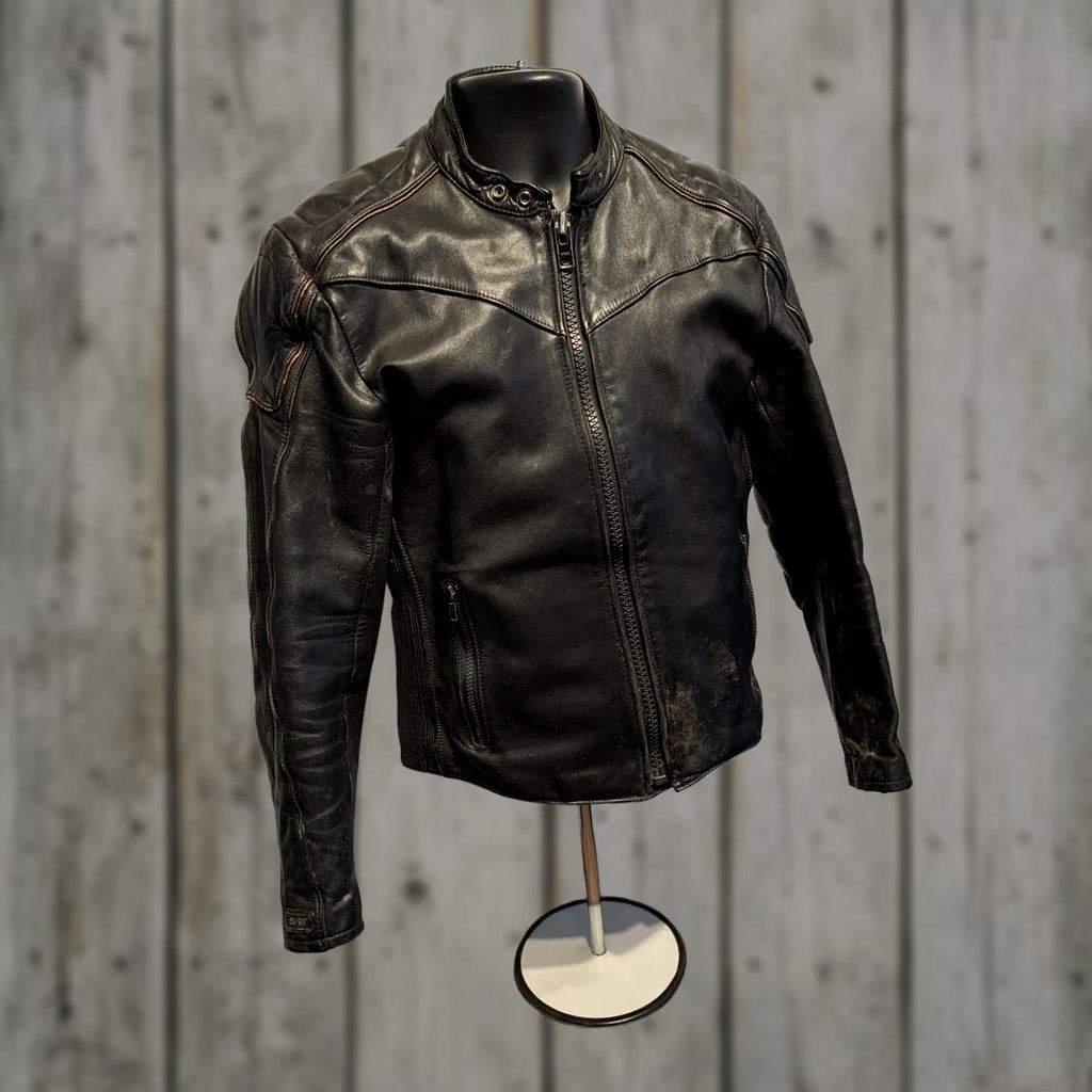 ESPIRIT VINTAGE Espirit Motorcycle Jacket Cafe Racer Mens 40 Leather Padded Quilted Black Coat Size US XXS / EU 40 - 1 Thumbnail