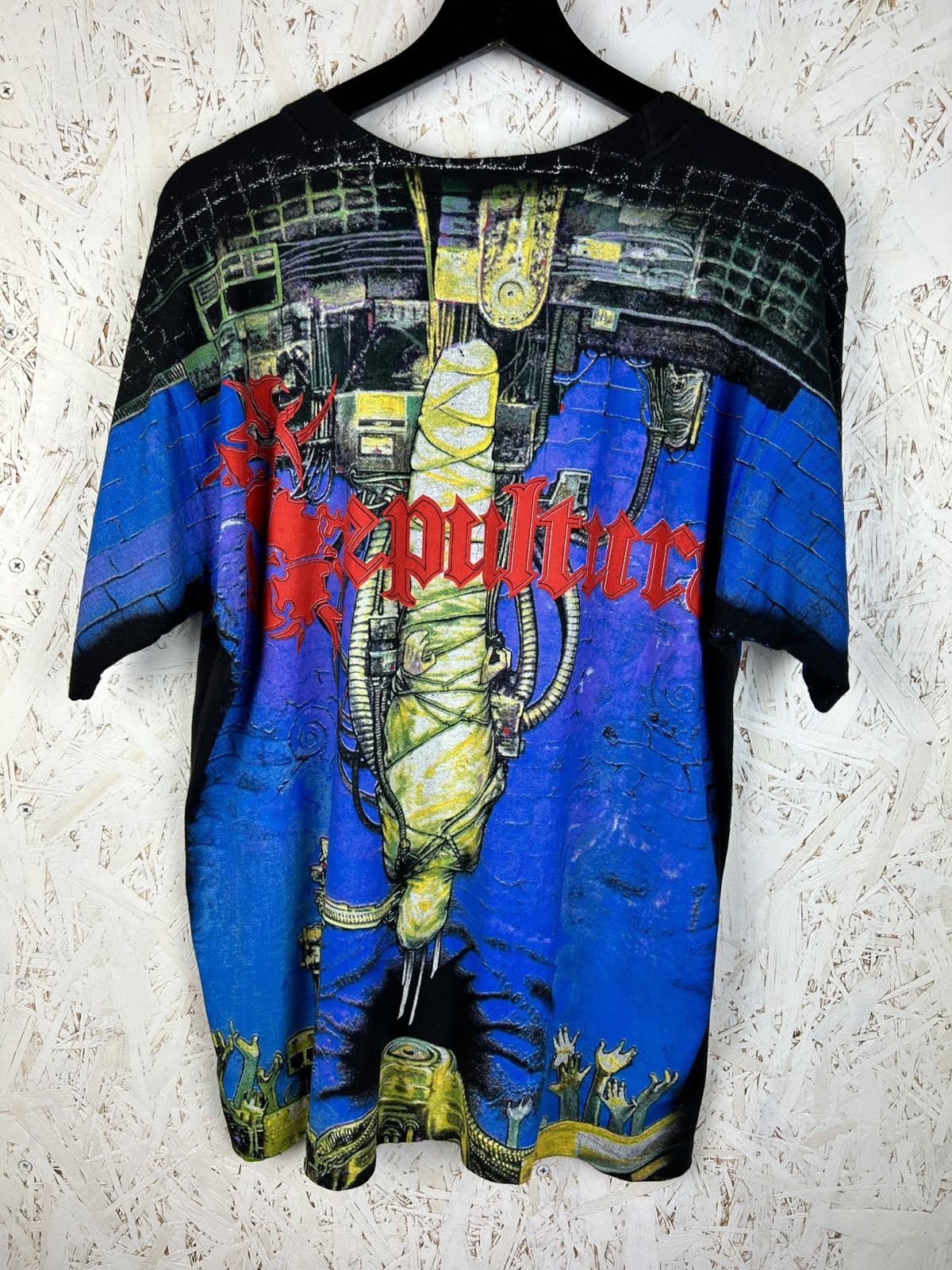 Band Tees 90s Sepultura Chaos A.D. AOP Allover Print Album T-Shirt Size US L / EU 52-54 / 3 - 7 Thumbnail