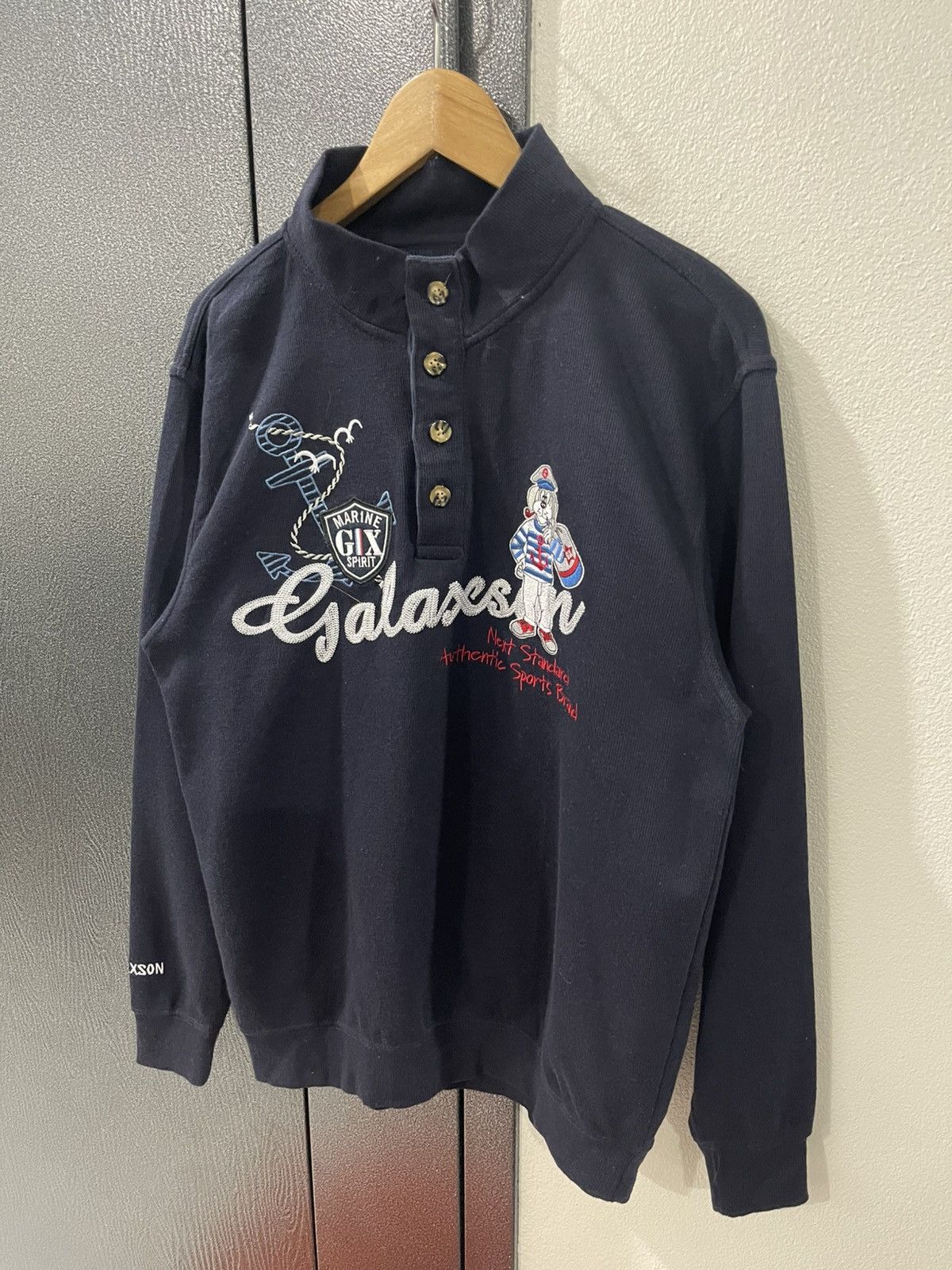 Japanese Brand Galaxson Marine Spirit Half Button Sweatshirt Size US XL / EU 56 / 4 - 2 Thumbnail