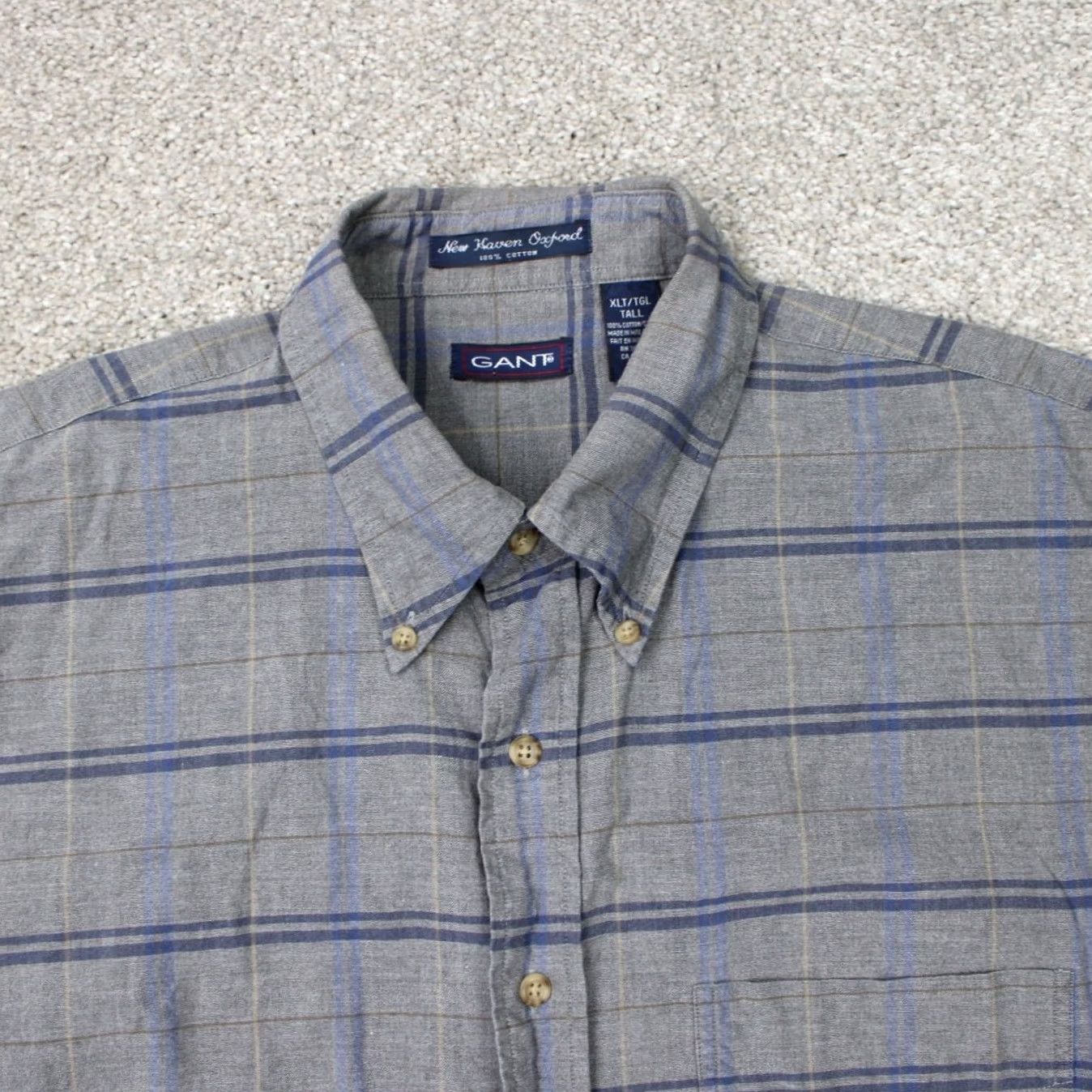 Gant GANT Shirt Mens XLT Gray/Blue New Haven Oxford 100% Cotton Long Sleeve Button Size US XL / EU 56 / 4 - 6 Thumbnail