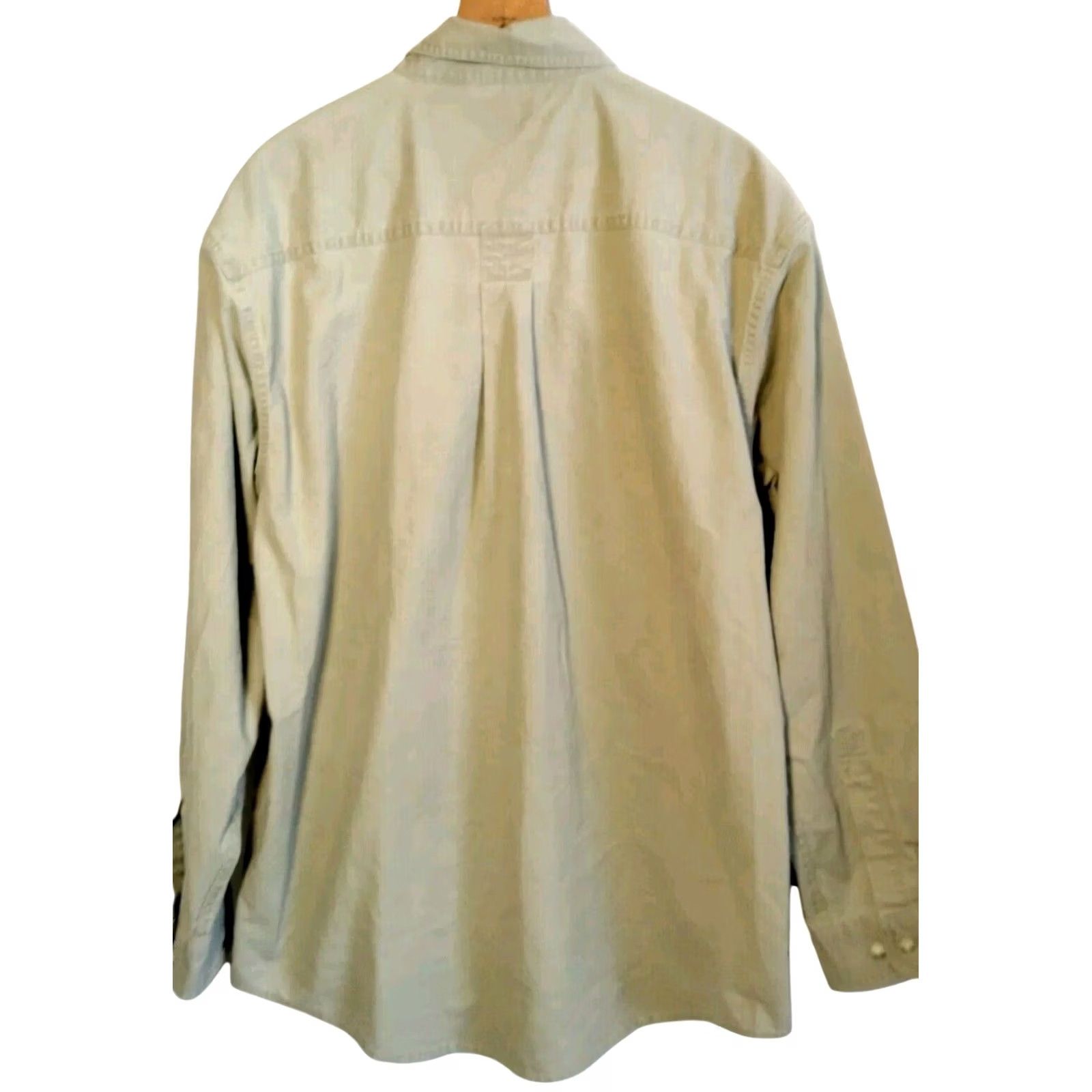 Vintage VINTAGE LL Bean Shirt Medium Beige Cotton Twill Long Sleeve Camp Work Workwear Button-Up Collar Spread Pockets Mens Regular 90s Camp Hiking Outdoorsy Size US M / EU 48-50 / 2 - 2 Thumbnail