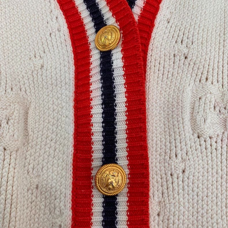 Gucci Gucci Beige double G full-printed wool V-neck knitted cardi Size US XS / EU 42 / 0 - 5 Thumbnail