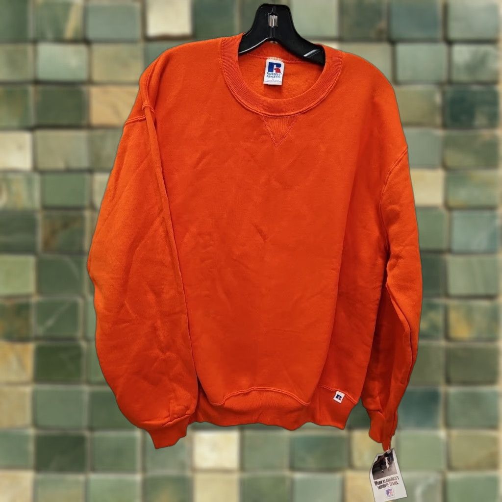 Russell Athletic VINTAGE Russell Athletic Pullover Sweatshirt Crew Neck Orange L Mens 90s USA Blank Sweatshirt Size US L / EU 52-54 / 3 - 1 Thumbnail