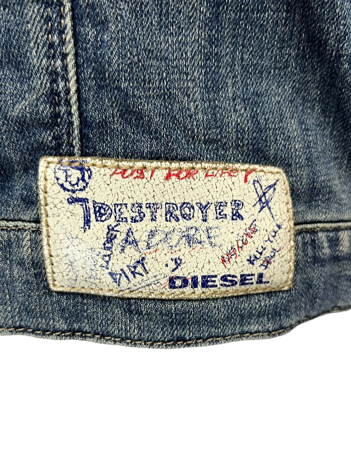 Diesel Vtg DIESEL Long Stretch Denim Shirt Punk Destroyed Design Size S / US 4 / IT 40 - 9 Thumbnail