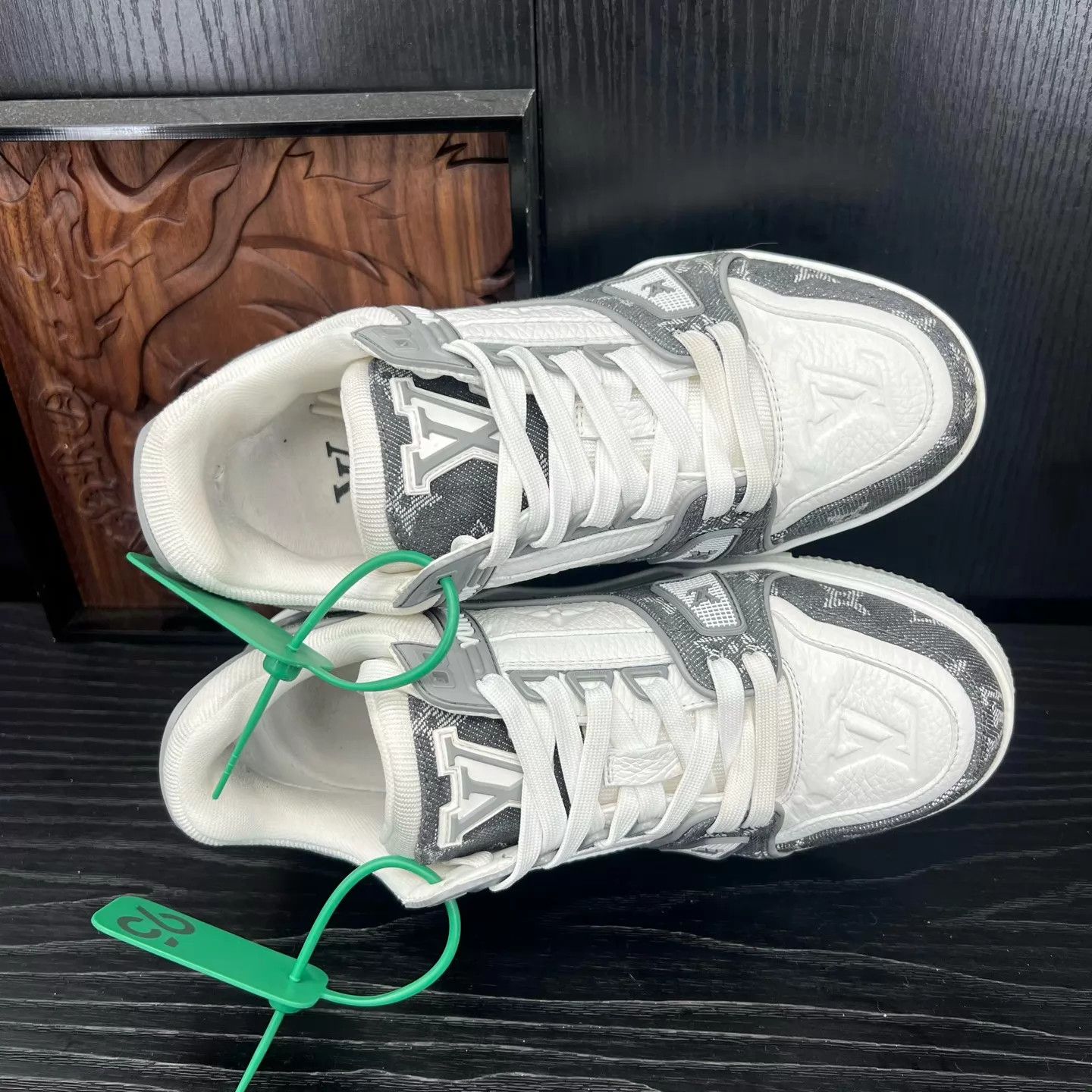 Louis Vuitton LV Trainer Gray White Denim 36 Size US 5.5 / IT 35.5 - 3 Thumbnail