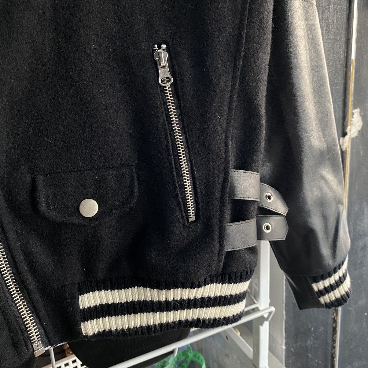In The Attic n The Attic Leather Sleeve Biker Jacket Moto Varsity Hybrid Size US M / EU 48-50 / 2 - 10 Thumbnail