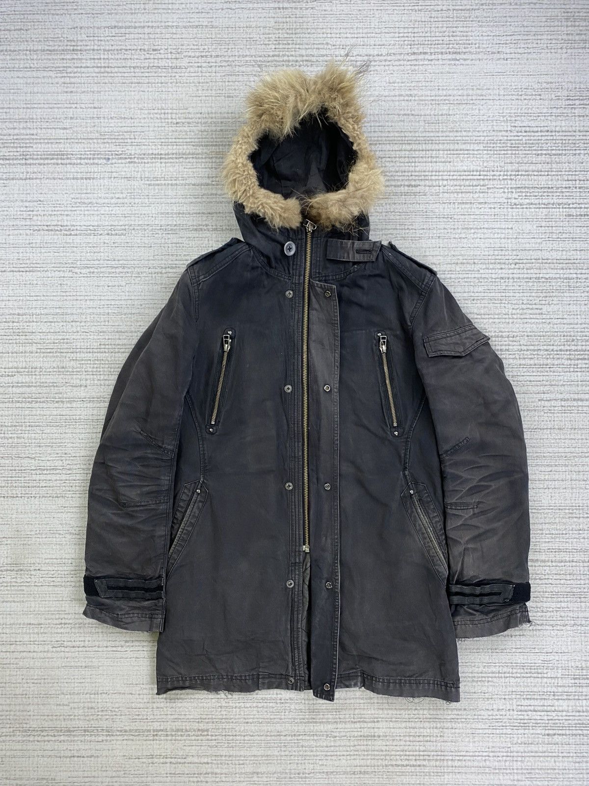 Nicole Club 🔥Nicole Monsieur Multipocket Faux Fur Hoodie Faded Jacket Size US M / EU 48-50 / 2 - 7 Thumbnail