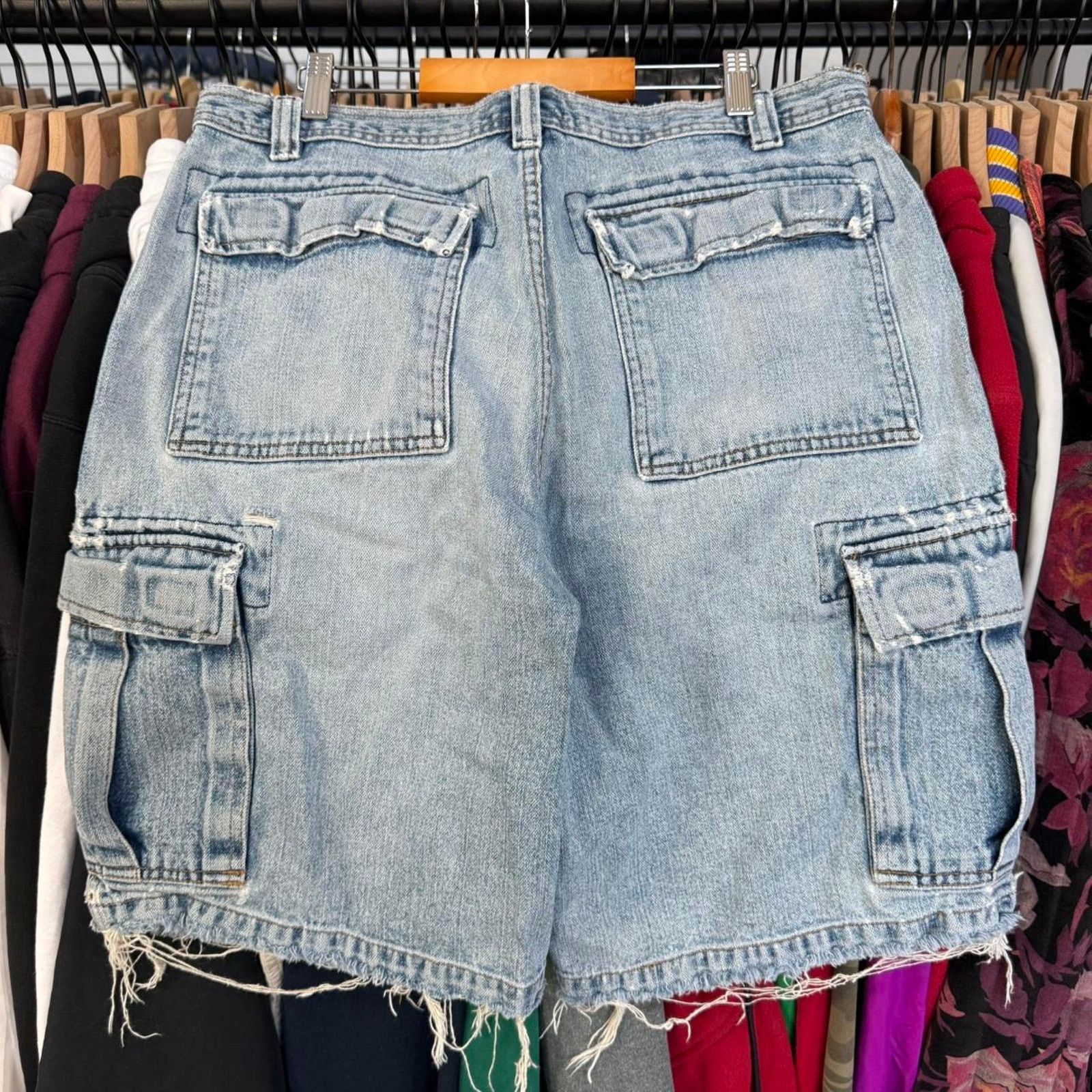 Faded Glory Vintage Distressed Faded Glory Cargo Denim Shorts Faded Size US 35 - 6 Thumbnail