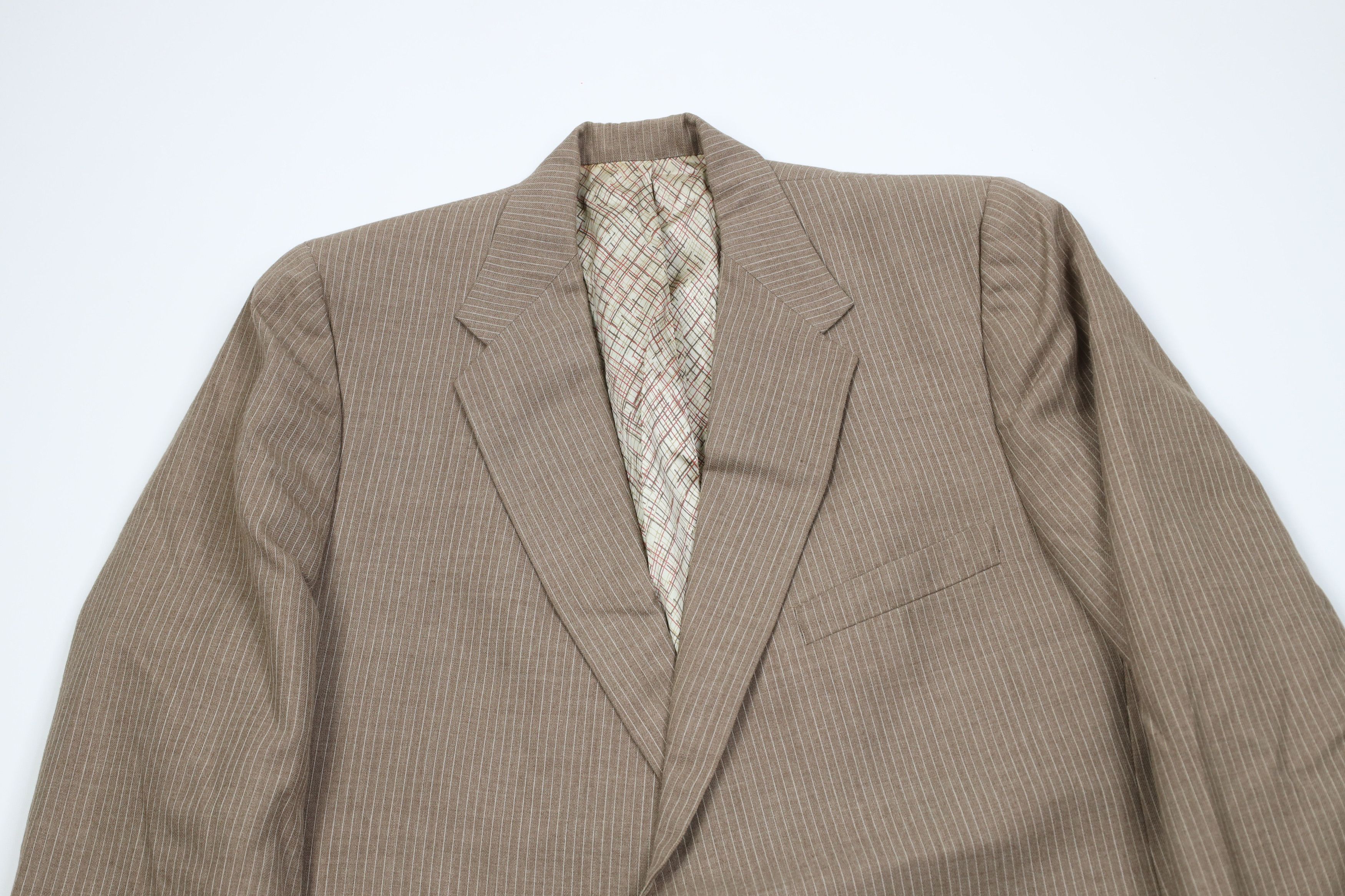 Vintage Vintage 70s Streetwear 3 Piece Stripe Suit Wedding Brown Size 44L - 3 Thumbnail