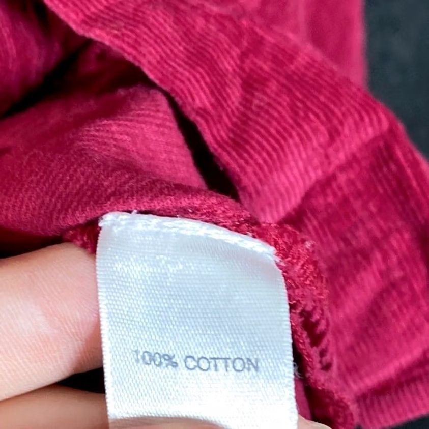 J. Jill J. Jill Shirt Red Maroon Corduroy Collared Button-Up 100% Cotton XS Womens Size XS / US 0-2 / IT 36-38 - 5 Thumbnail