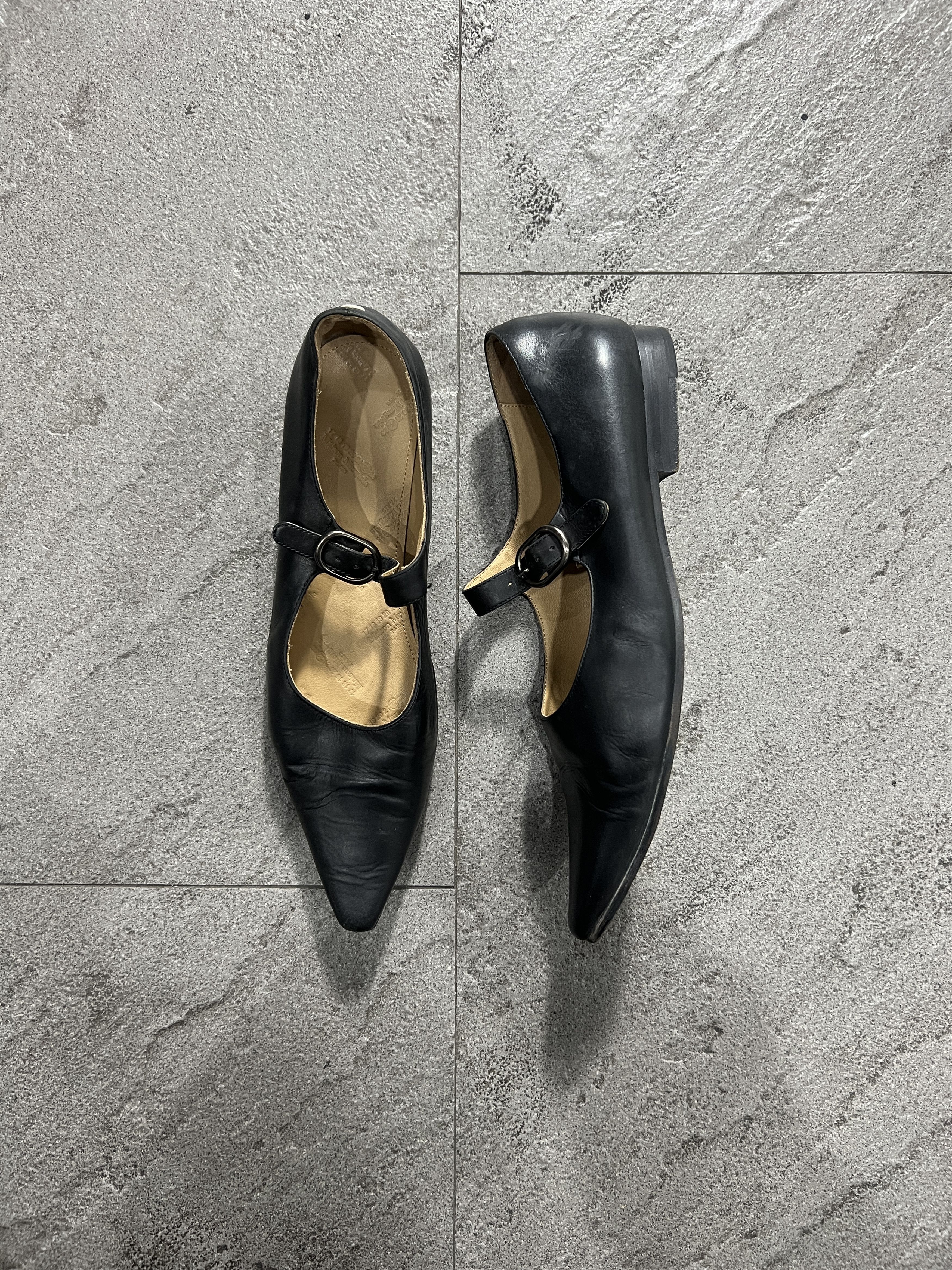 Maison Margiela Maison Margiela 22 Black Leather Mary Jane Flats Pointed Toe Size US 8 / IT 38 - 1 Thumbnail