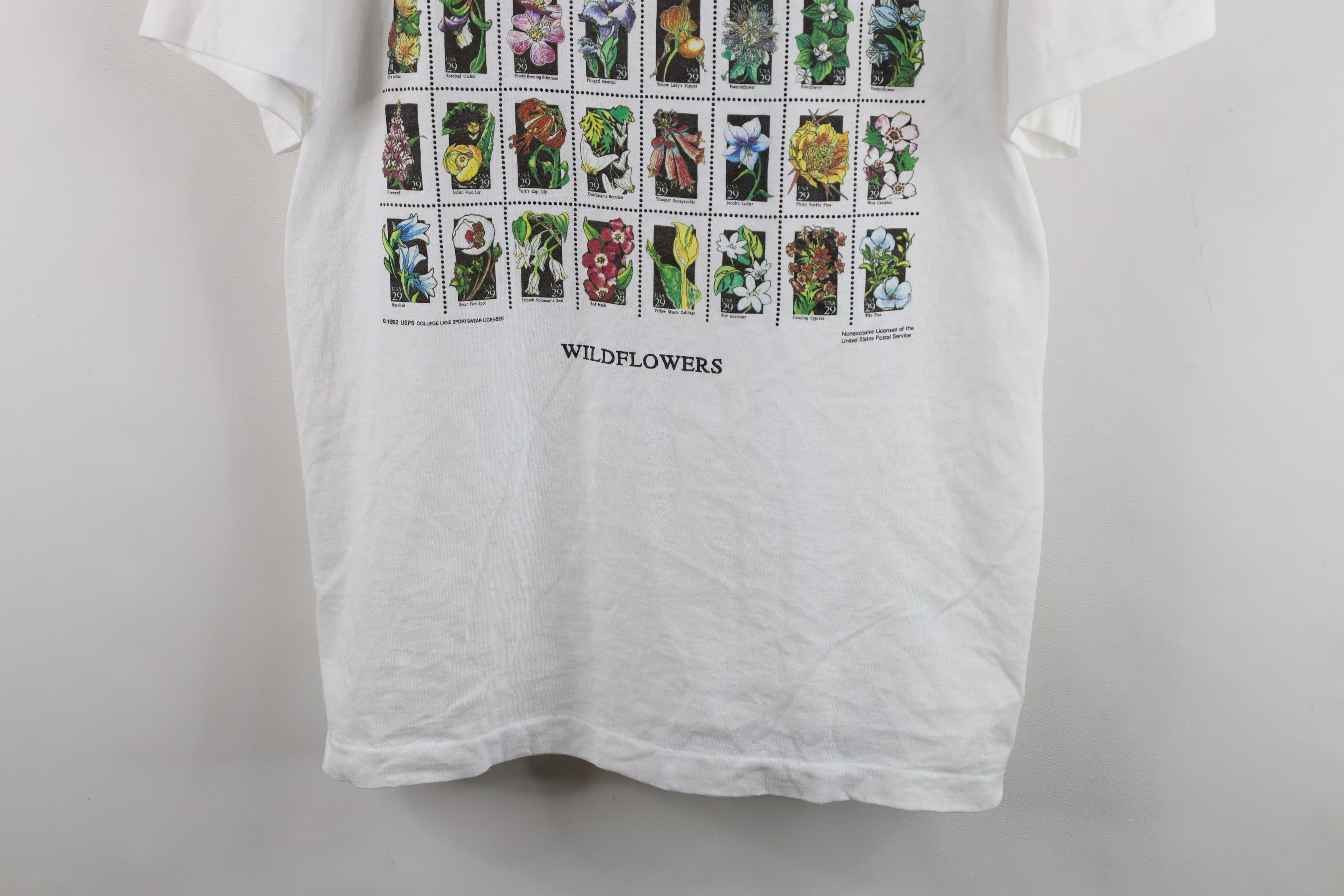 Vintage Vintage 90s Streetwear Postage Stamps Flower T-Shirt USA Size XL / US 12-14 / IT 48-50 - 3 Thumbnail