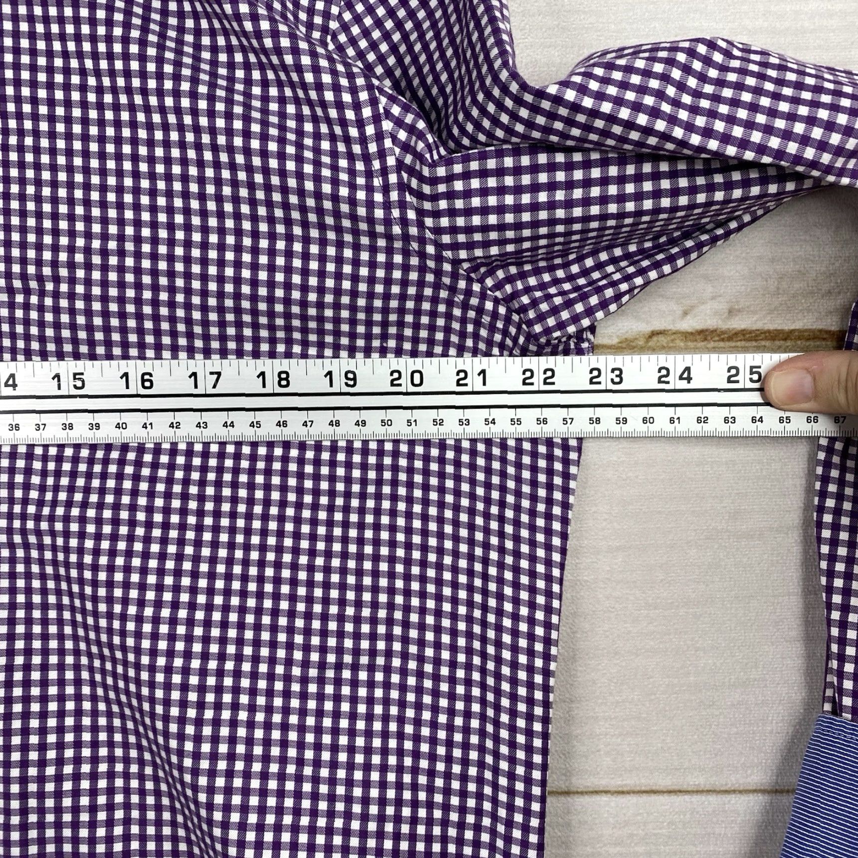 Vintage Sand Shirt Mens 42 Purple Checkered Long Sleeve Button-Up Collared Cotton button-up Size 42R - 5 Thumbnail