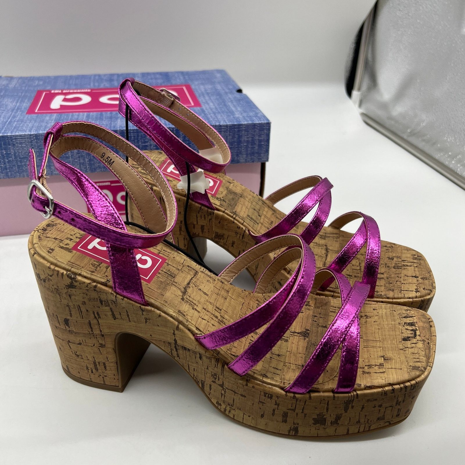 Other Pop Womens Kallie Heeled Sandals Pink Fuschia Multicolor Size US 9.5 / IT 39.5 - 6 Thumbnail