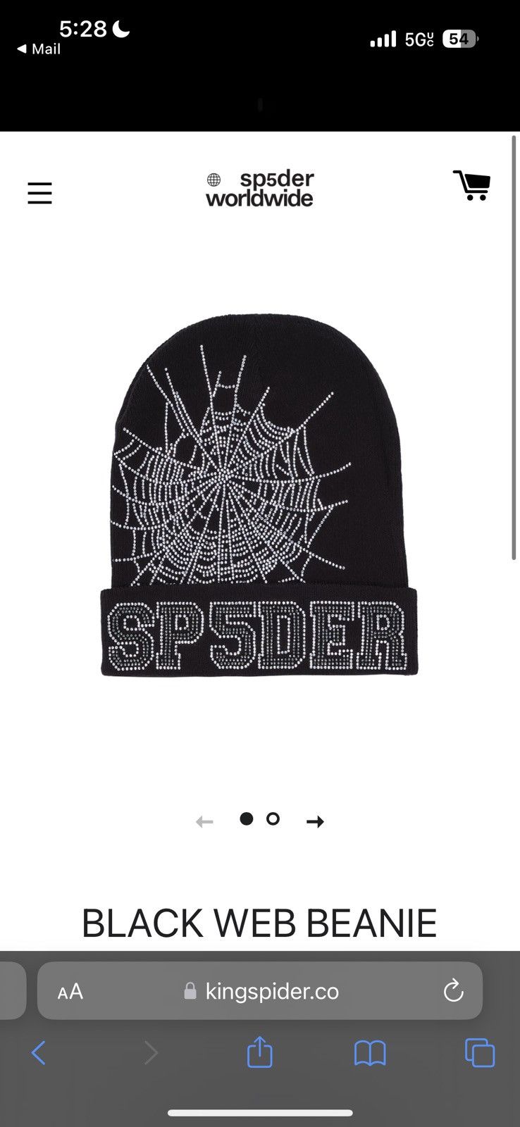 image of Spider Worldwide x Spyder Black Web Beanie Rhinestone Sp5Der Designer, Men's
