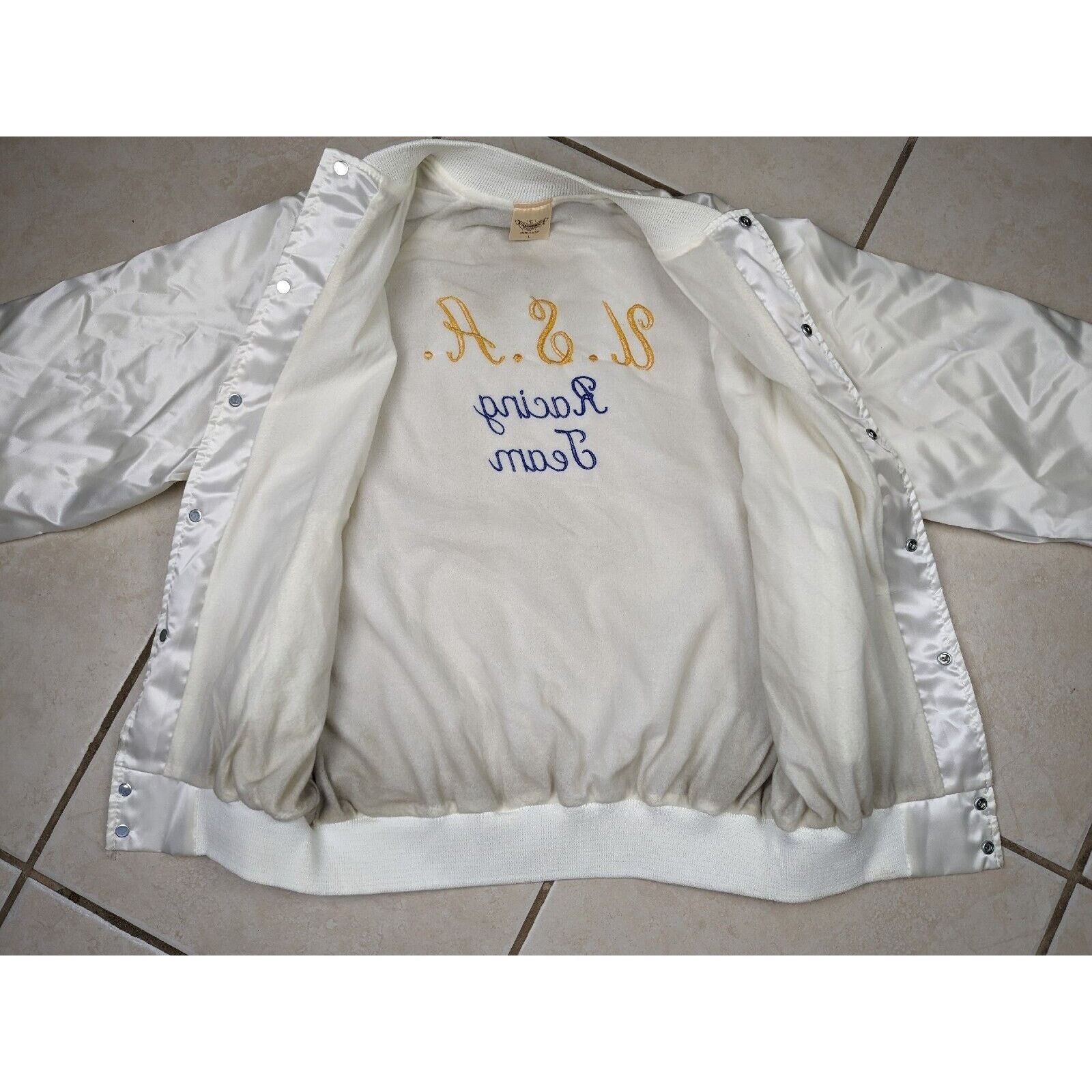 Other Vtg USA Racing Team Satin Bomber Snap Button Jacket Size US L / EU 52-54 / 3 - 13 Thumbnail