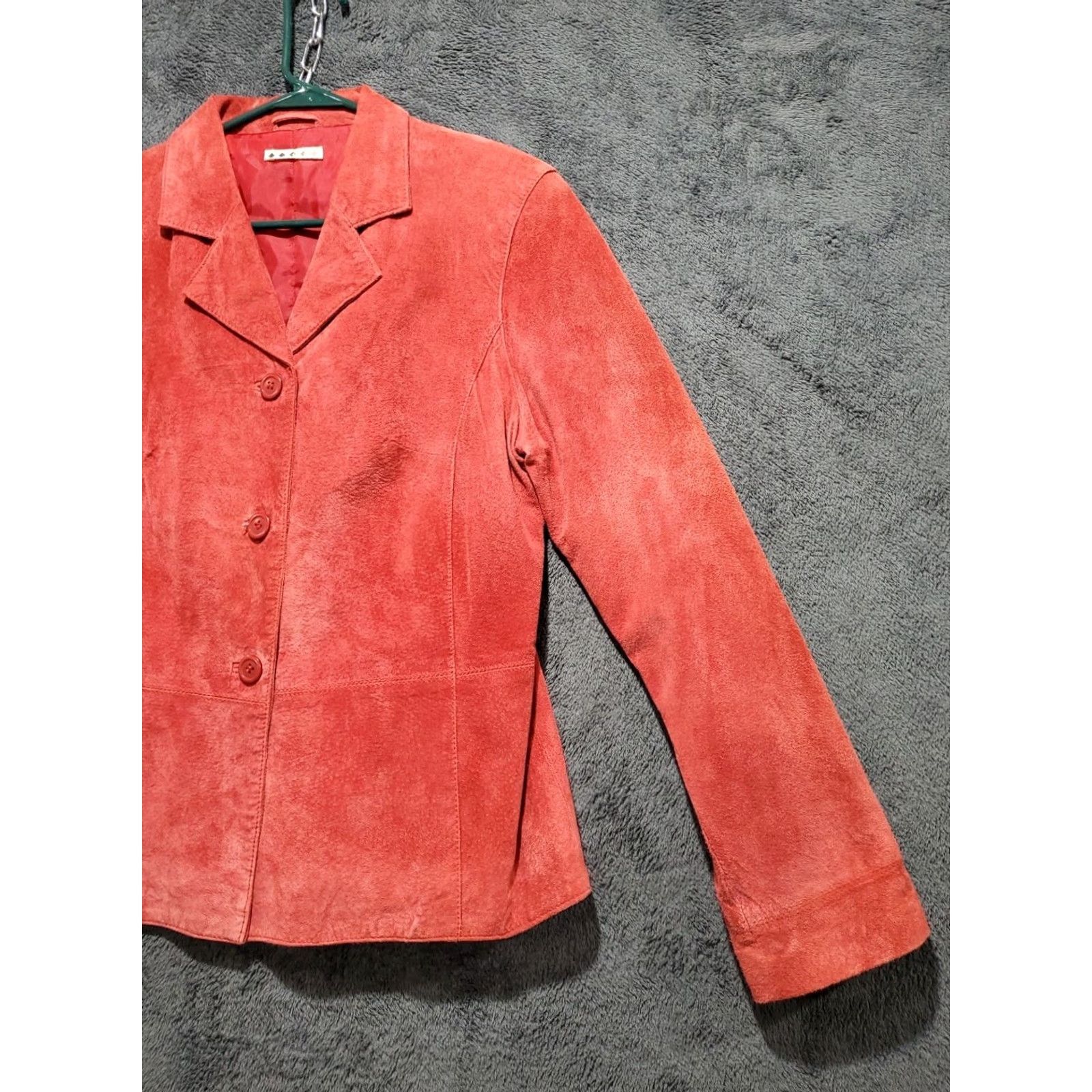 Vintage VINTAGE 2000s Y2K Red Suede Blazer Three Button Jacket Womens M Medium Leather Suede Blazer Womens Mens? Size M / US 6-8 / IT 42-44 - 3 Thumbnail