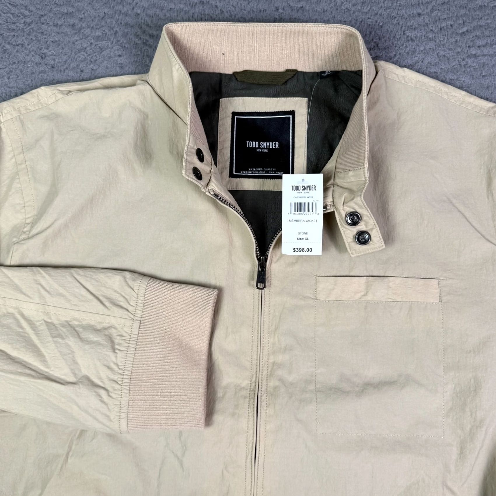 Todd Snyder Todd Snyder Members Jacket Mens XL Stone Khaki Full Zip Performance Bomber NEW Size US XL / EU 56 / 4 - 2 Thumbnail