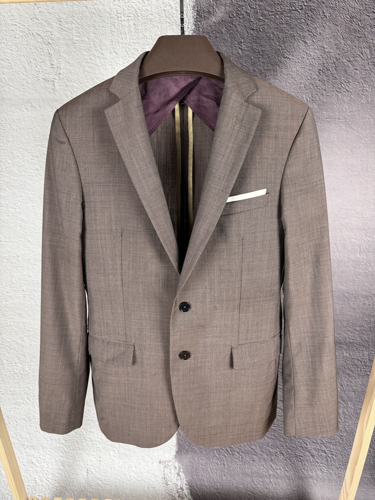 Paoloni Paoloni grey brown 2 button unlined wool blazer Size 38R - 2 Thumbnail
