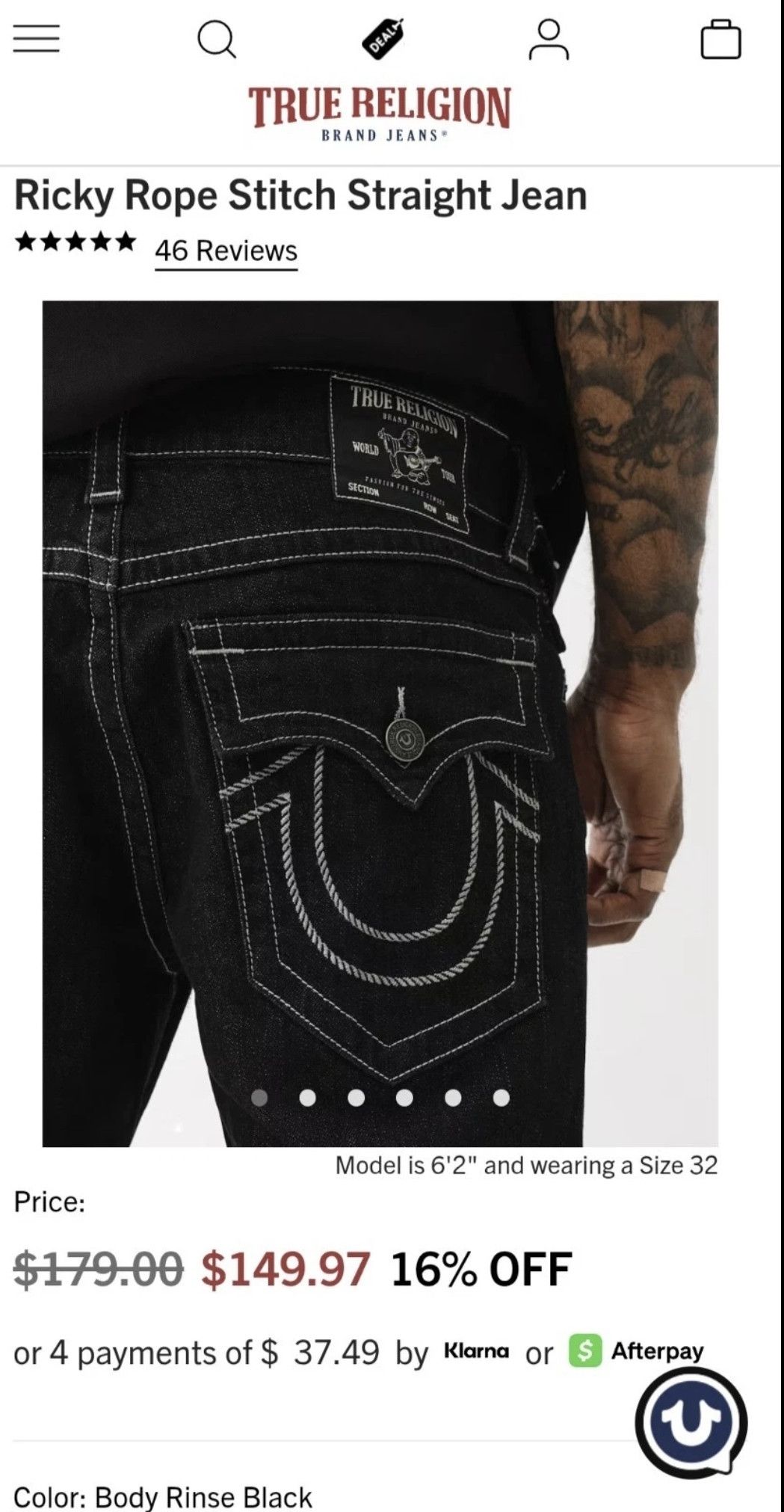True Religion True Religion Ricky Rope sz. 29 Size US 29 - 1 Thumbnail