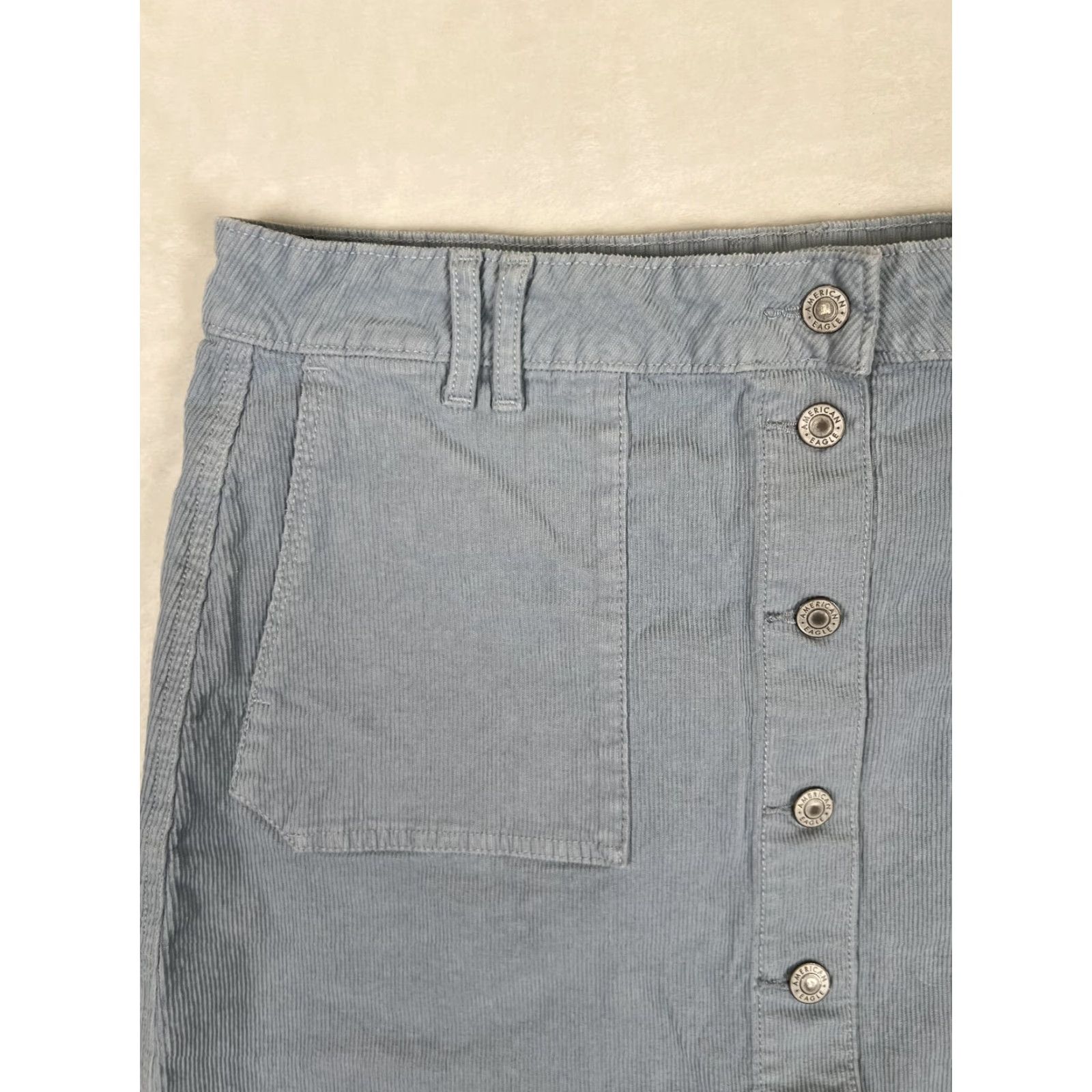 American Eagle Outfitters American Eagle Outfitters Skirt Womens 14 Long Blue Corduroy Button Front Pockets Casual Size 36" / US 14 / IT 50 - 2 Thumbnail