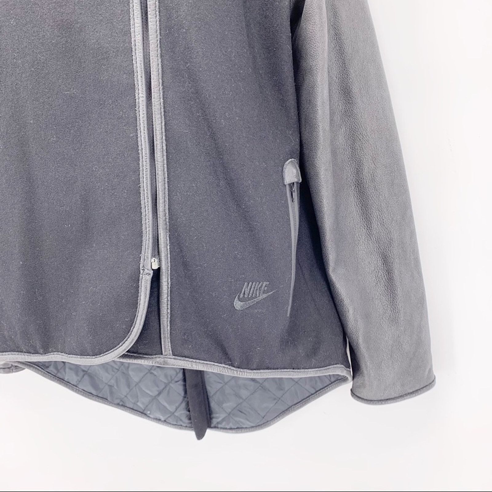 Nike Nike Sample Black Leather High Low Zip Up Jacket Size M / US 6-8 / IT 42-44 - 5 Thumbnail