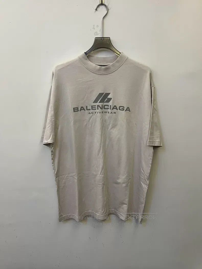Balenciaga Activewear White Printed Short Sleeve T-Shirt S, Men's