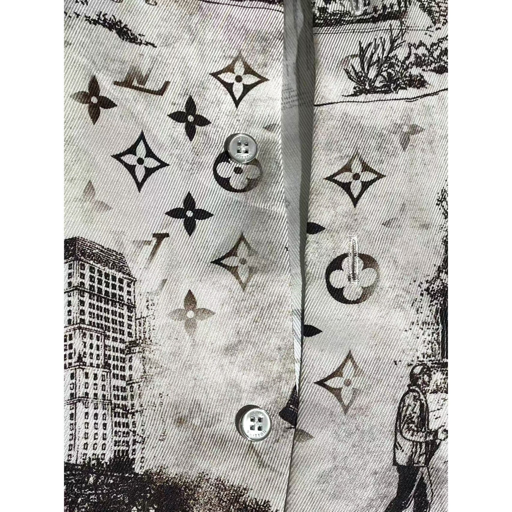 Louis Vuitton Louis Vuitton 25new Mens White & Black Printed Button-Up Shi Size US XL / EU 56 / 4 - 5 Thumbnail