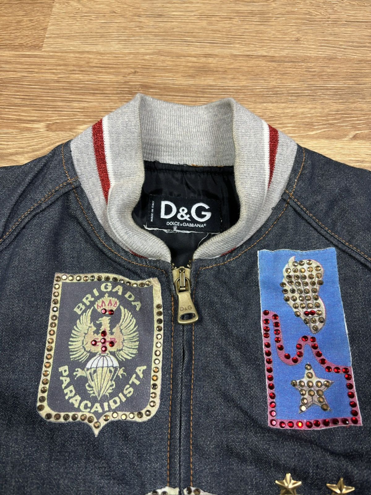 Dolce & Gabbana FW2003 Dolce & Gabbana Rhinestone Patchwork Bomber Jacket Size US S / EU 44-46 / 1 - 5 Thumbnail