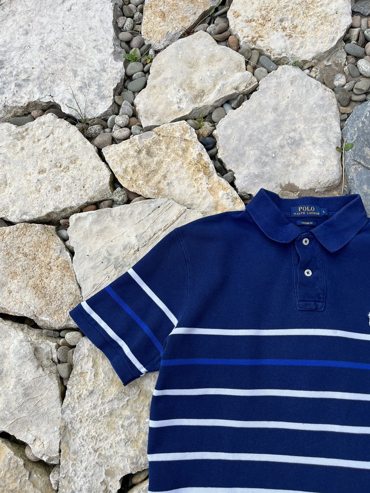Polo Ralph Lauren × Ralph Lauren Polo Ralph Lauren striped tee t-shirt y2k chest small pony Size US L / EU 52-54 / 3 - 4 Thumbnail