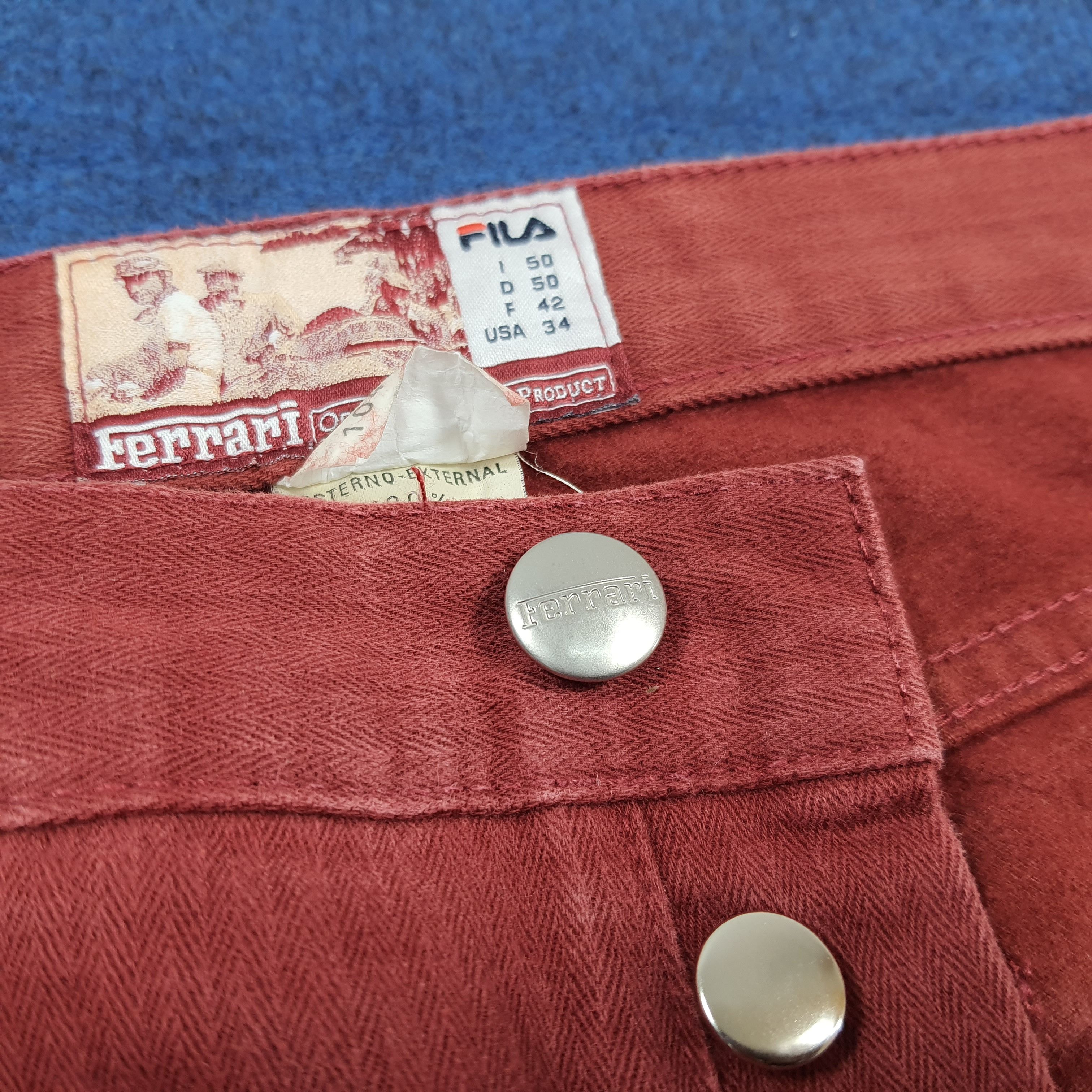 Fila Rare Vintage FERRARI x FILA Red Denim Pants Italy C297N8 Size US 31 - 7 Thumbnail
