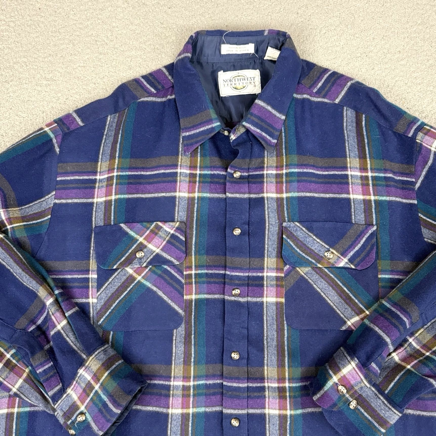 Vintage VINTAGE Northwest Territory Shirt Mens 3XL Purple Plaid Outdoor Flannel Button Up Size US XXL / EU 58 / 5 - 2 Thumbnail