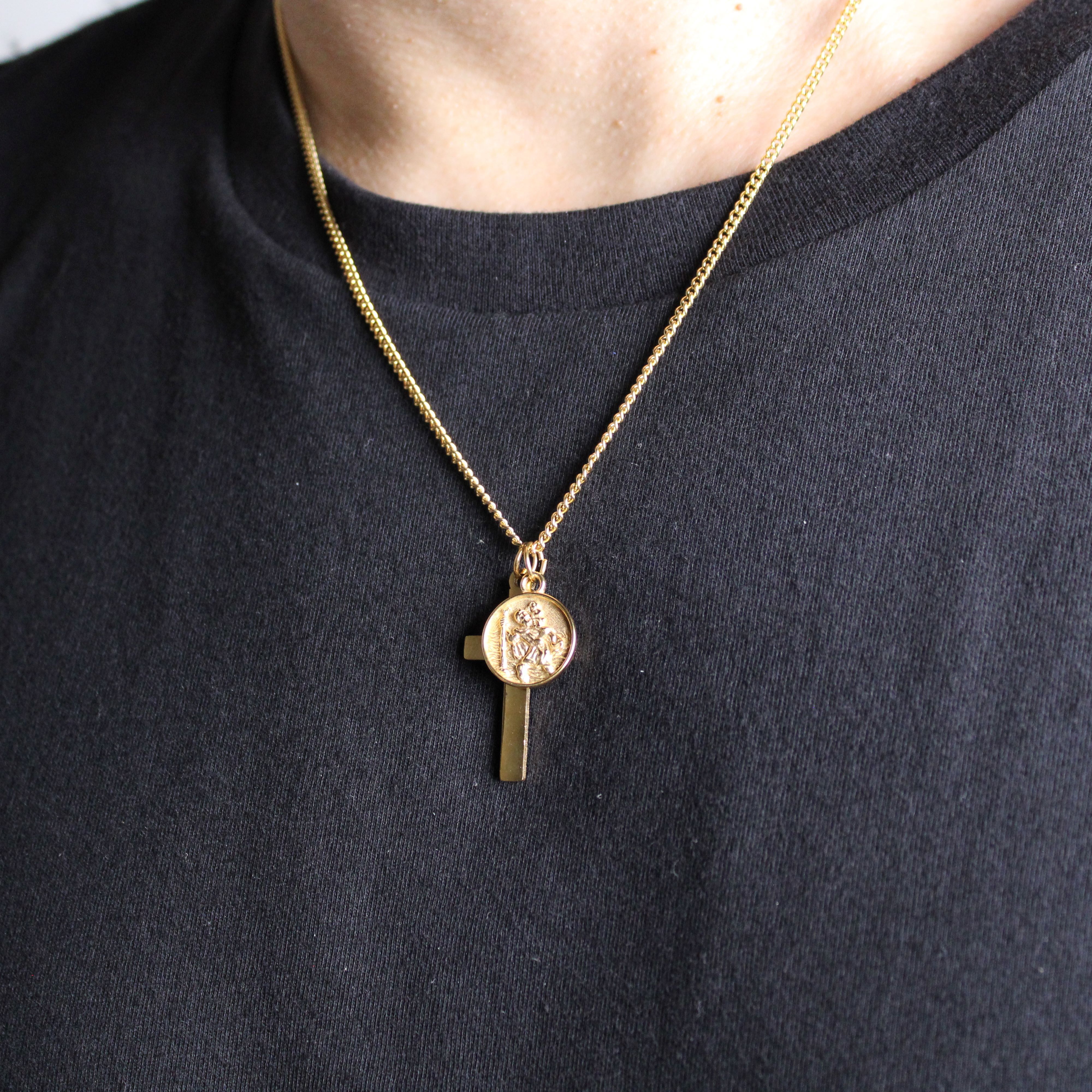 Jewelry Gold Cross & Saint Christopher Pendant Set Size ONE SIZE - 3 Thumbnail