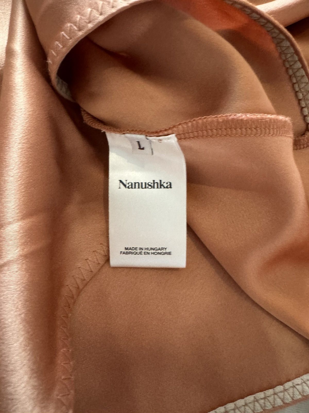 Nanushka BNWT Nanushka L Lotti abricot party dress shiny satin Size L / US 10 / IT 46 - 11 Thumbnail