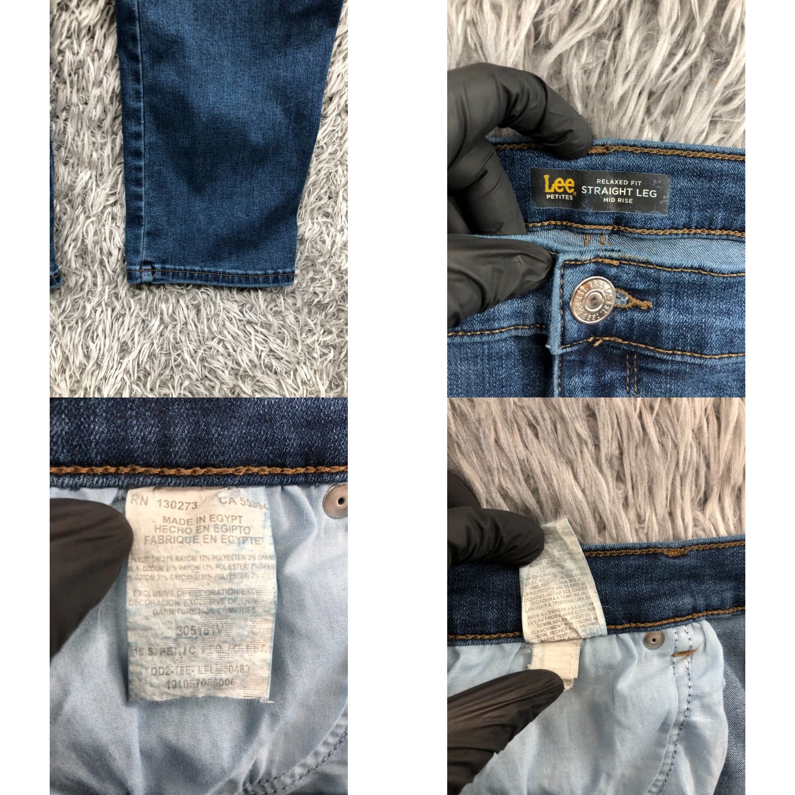 Lee Lee Jeans Relaxed Straight Petite Womens Size 16P Medium Wash Blue 5-Pocket Denim Jeans Size 38" / US 16 / IT 52 - 8 Thumbnail