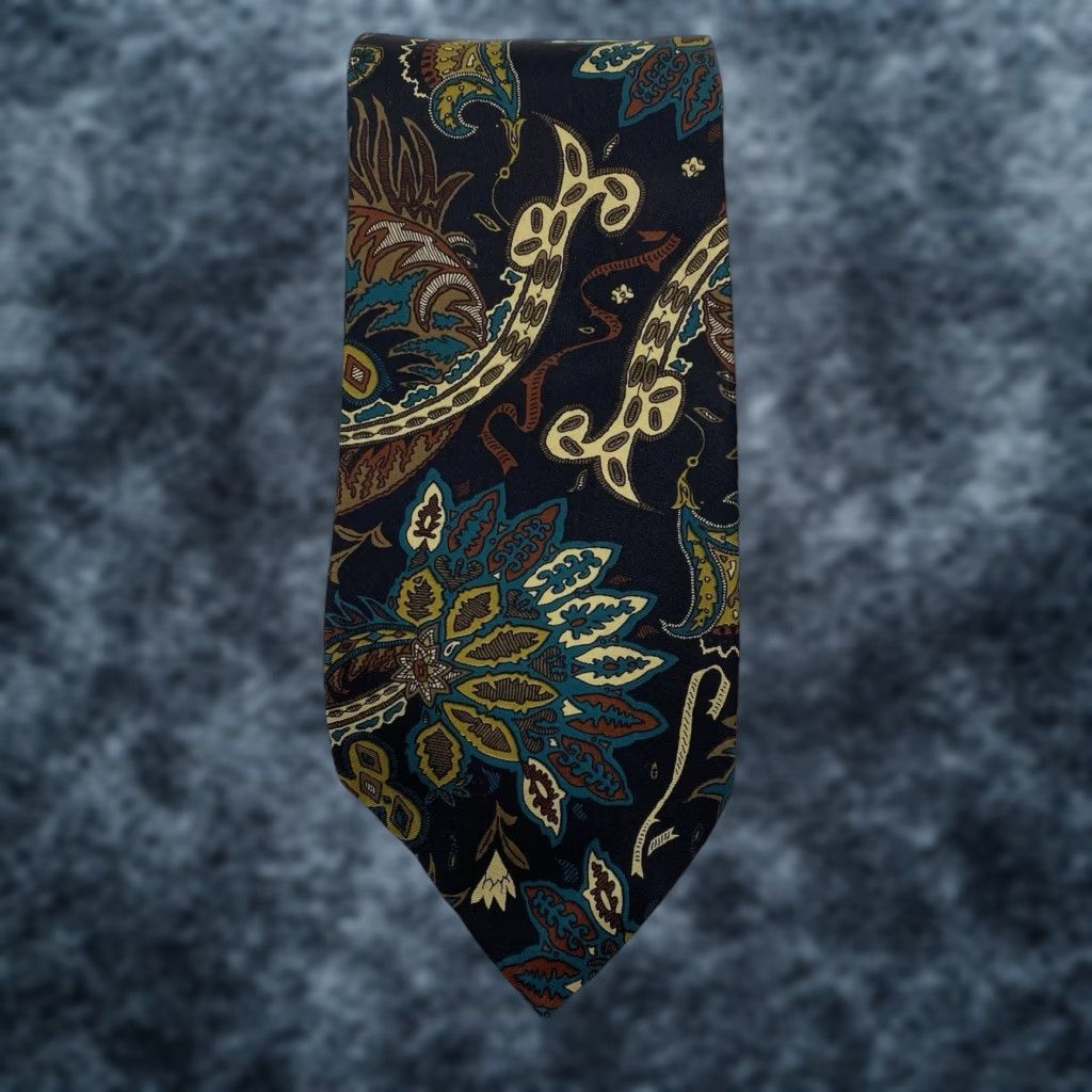 Gant GANT Tie 100% Silk Navy Multicolor Floral Abstract Leaf Made in USA Men One Size Classic 57"-60" Pointed Adjustable Fabric Woven Size ONE SIZE - 1 Thumbnail