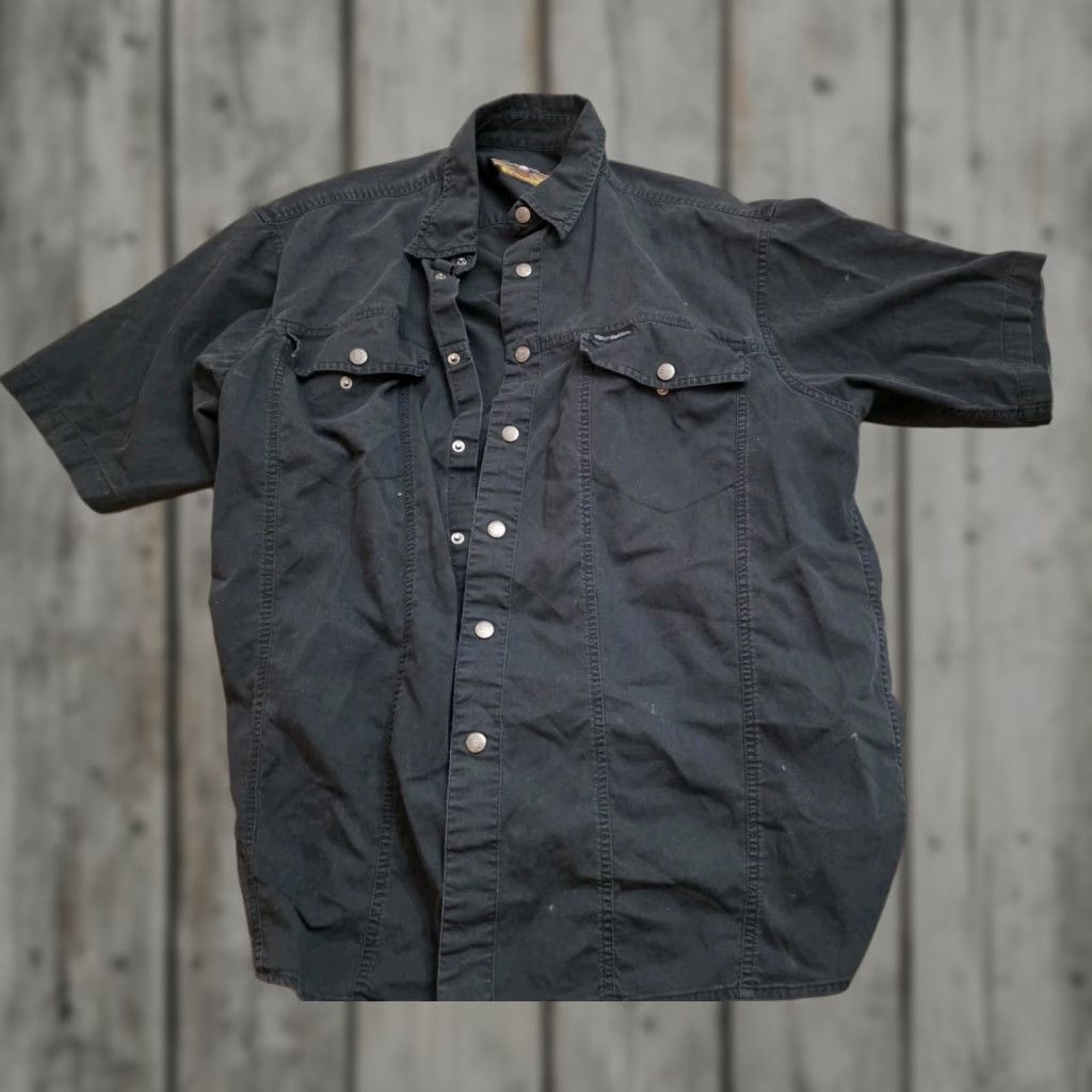 Harley Davidson Harley-Davidson Casual Button-Up Shirt Short Sleeve Embroidered Logo Tan Size L Mens Size US L / EU 52-54 / 3 - 1 Thumbnail